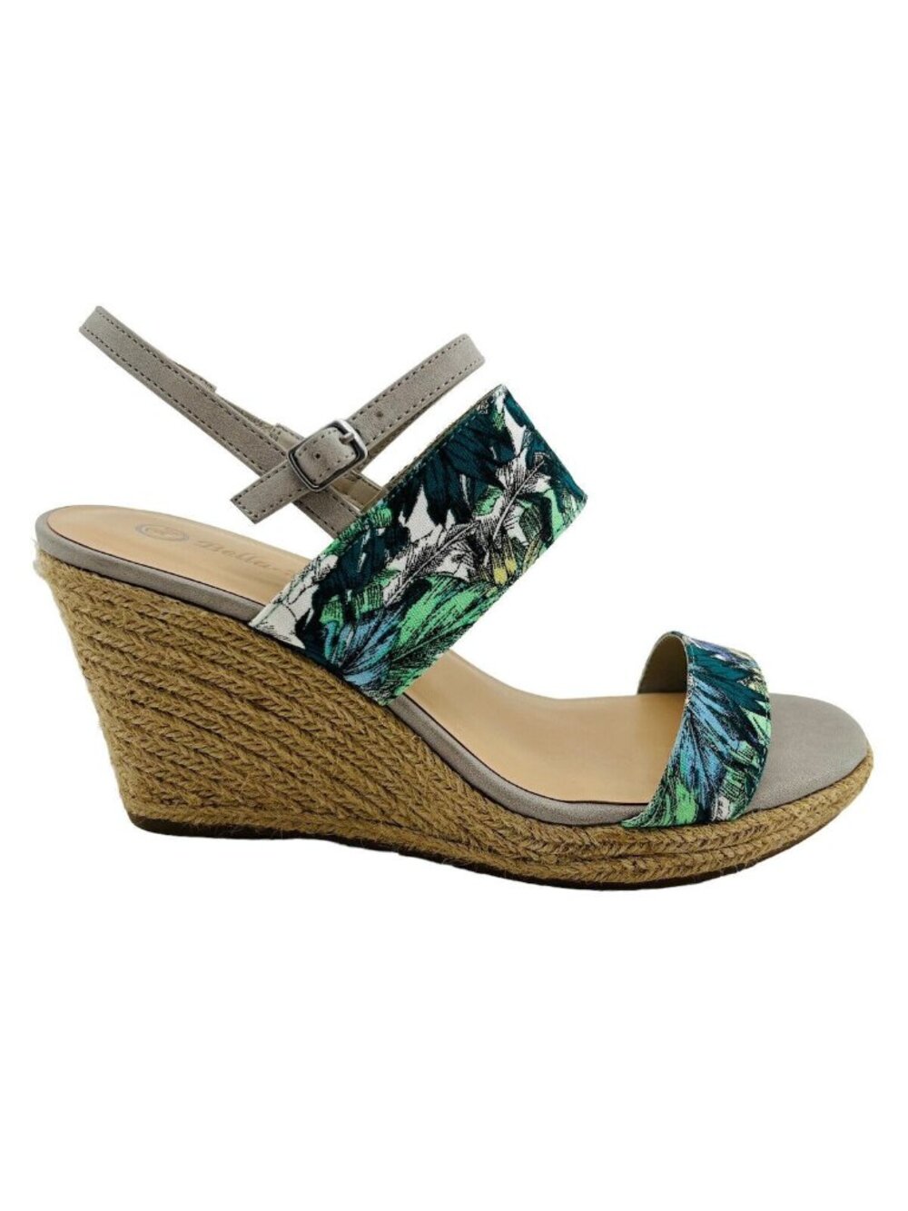 Bella Vita Womens 9 WW Floral Espadrille Grayson Wedge Sandals With Buckle Tropi
